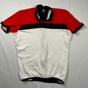 Castelli Mens Cycling Jersey Red White Black Short Sleeve Partial Zip Size L
